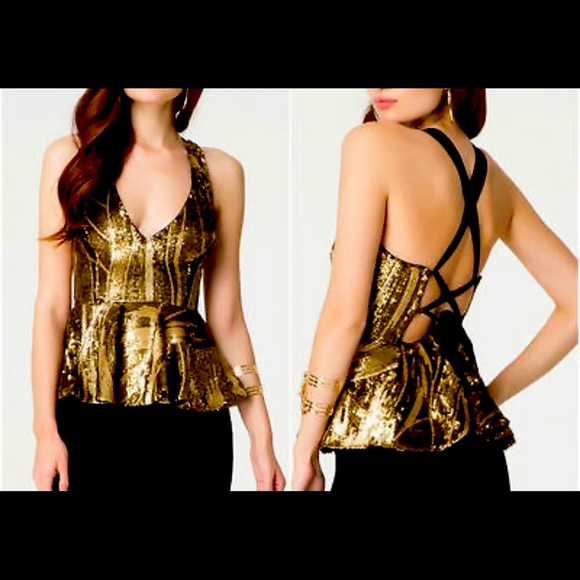 bebe! Sequin Peplum top - Picture 3 of 7